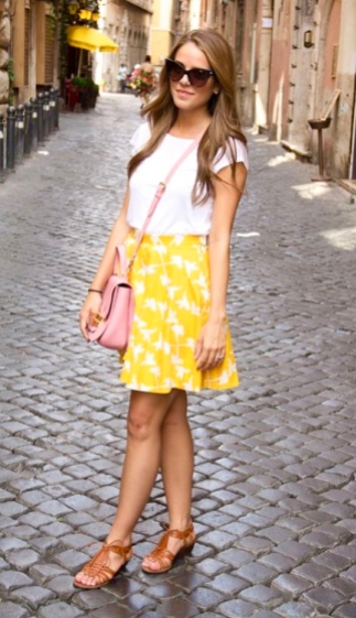 Bright Yellow Floral Mini Skirt